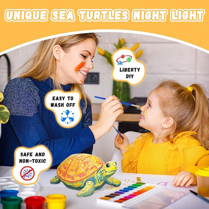 Paint Your Own Turtle Lamp Kit, Arts and Crafts for Kids Ages 6-8, Arts and Crafts for Kids Ages 8-12, DIY Turtle Light for 10 Year Old Girl Gifts, Art Supplies for Girls Boys Birthday Ages 3 4 5 6 7+