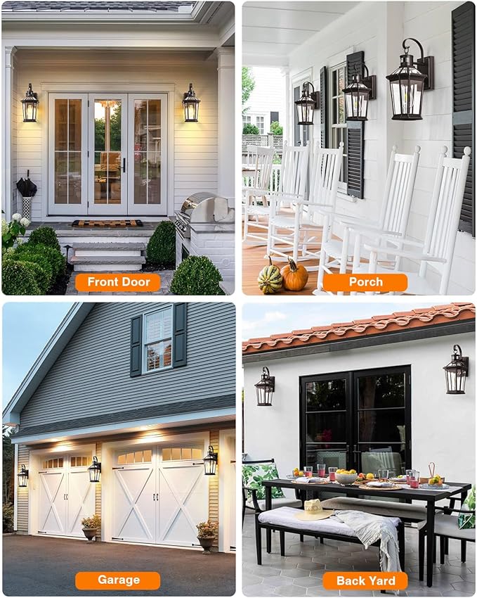 VIANIS Motion Sensor Outdoor Lights, 2 Packs Oil Rubbed Bronze Dusk to Dawn Outdoor Wall Lights Exterior, 100% Anti-Rust Aluminum Front Porch Wall Lantern, Modern Outdoor Wall Sconce for House, E26
