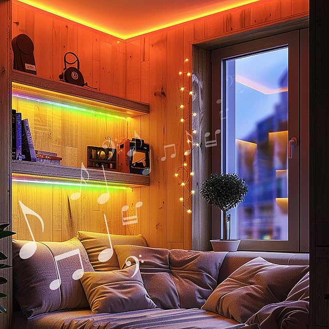 Monster Smart 25 Foot RGB+IC LED Strip Lights, Sound Reactive Strip Lights for Bedroom, App & Voice Control, RGB Light Strip for Room, Alexa Google Home, Razer Chroma Sync, 225 RGB+IC LED Lights