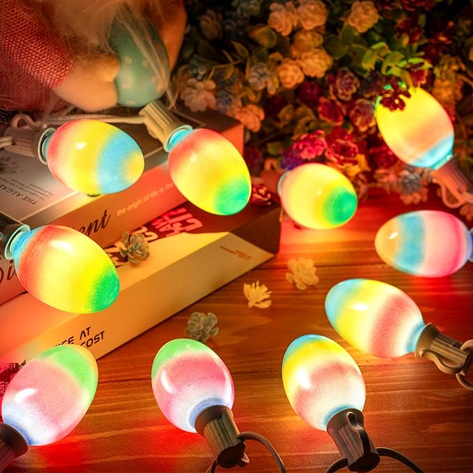 Enhon 1 Pack Easter Egg String Lights, 10.5FT Multi-Color Pastel LED Egg Lights, End-to-End Connectable String Light for Indoor & Outdoor Easter Party, Fireplace, Mantel, Entrance Decor