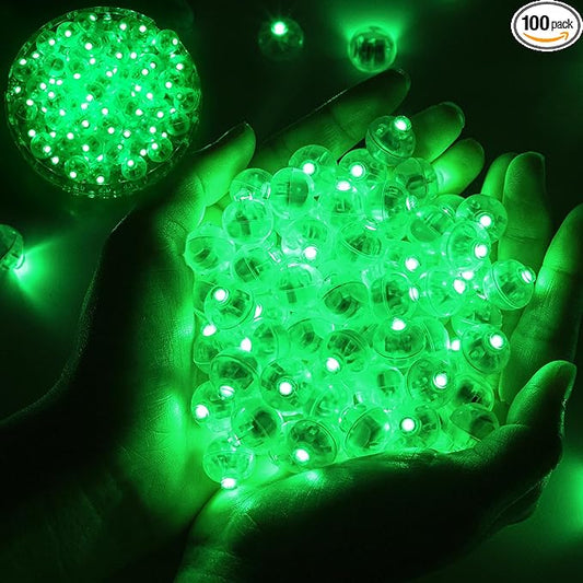 100pcs Balloon Lights Mini LED Lights Round Long Standby Time Multicolor Ball Lamps Paper Lantern Balloons Lamps for Birthday Party Christmas Halloween Decoration Green Waterproof Plastic