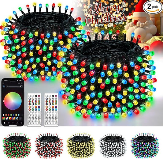 Smart Color Changing Christmas String Lights, 2Pack 164FT 400LED App Control RGB LED String Lights with Remote & Timer, Waterproof Twinkle Christmas Tree Lights Indoor Outdoor Holiday Xmas Tree Decor