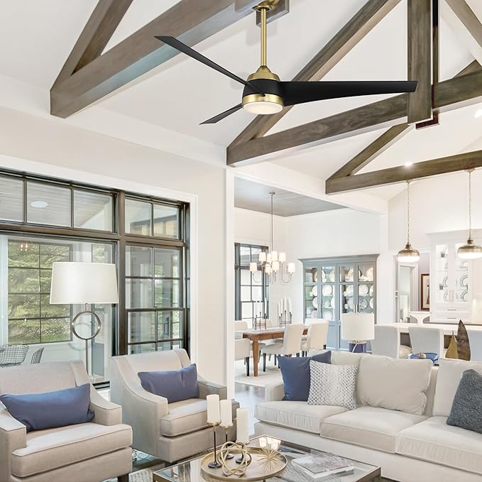 WAC Lighting F-070L-MW Sonoma - 3-Blade Smart Ceiling Fan with Light Kit and Remote Control In Contemporary Style-13.25 Inches Tall and 56 Inches Wide, Finish Color: Matte White