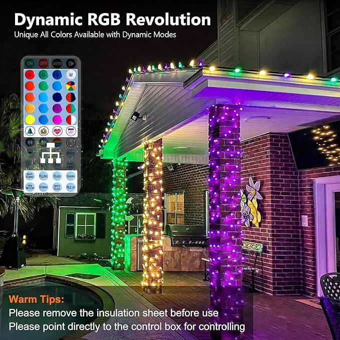 Brizled Color Changing RGB Christmas Lights, 66ft 200 LED Easter String Lights Music Sync, 120+ Modes Remote Dimmable Outdoor Mini Tree Light Indoor Plugin for July 4th Xmas Halloween
