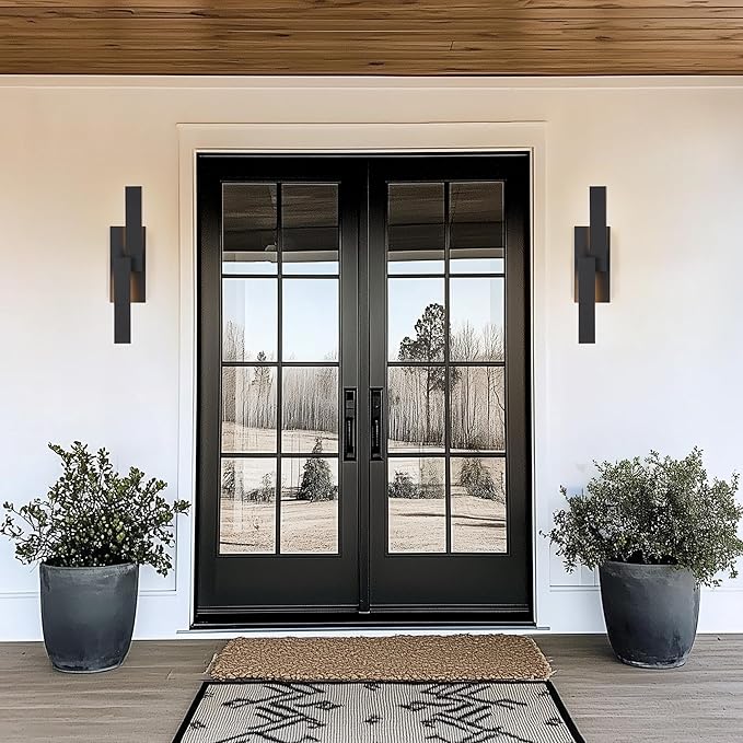 LamQee 24 Inch Aluminum Modern Outdoor Wall Light, 3000K 1000LM 20W Integrated LED, Matte Black Exterior Lighting Fixtures IP65 Waterproof Contemporary Outside Sconce for House Porch Patio Garage Door