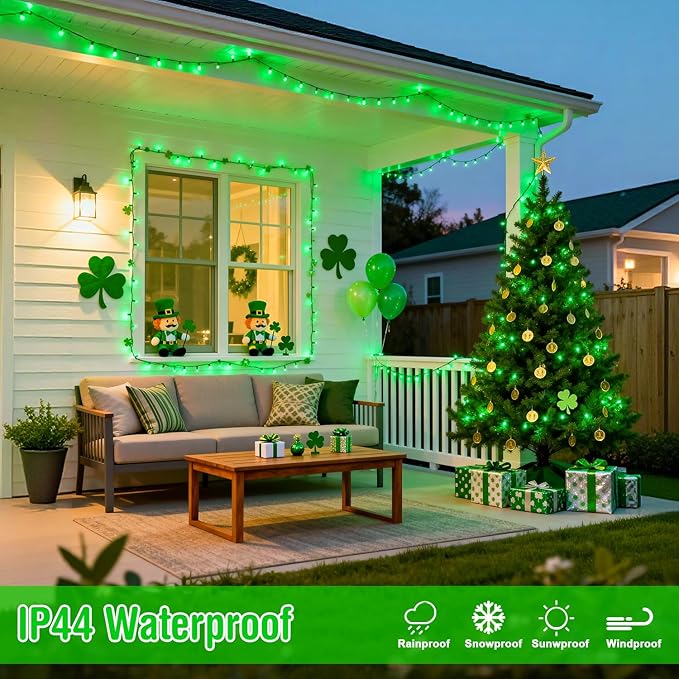 JMEXSUSS 500 LED Green Christmas Lights, 8 Modes St Patrick's Day Lights Outdoor Plug in, 173ft Green String Light for St Patrick's Day Party Xmas Tree Decorations