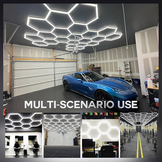 Hexagon Garage LED Lights, 30 Pack Super Bright 420W 63000LM 5000K LED Hexagon Lights, 7 Grid Hex Light for Shop Car Care Home Gym Garage Workshop Basement Warehouse