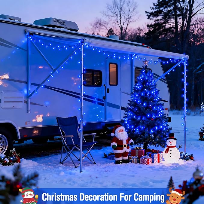 JMEXSUSS Blue 400 LED Christmas Lights Outdoor, 132ft Christmas Tree Lights with Remote, Indoor Blue String Lights Plug in for House Christmas Bush Decorations