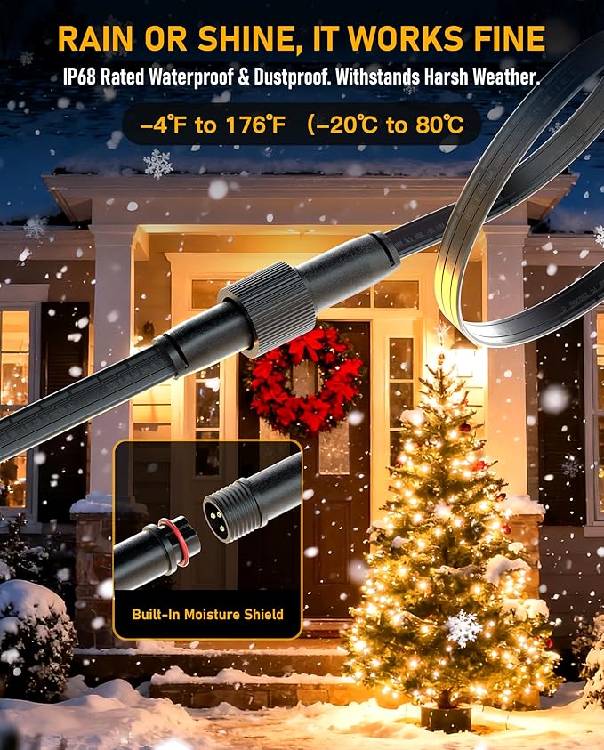 Y-Splitter for Govee Permanent Outdoor Lights, Waterproof Y-Connector Extension Cord Compatible with Govee 3Pin H705A/B/C, Expand Holiday Lighting for Christmas, New Year, 1 Male to 2 Female, Black