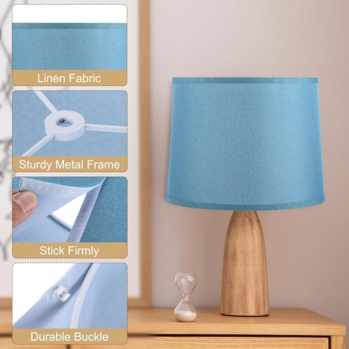 PATIKIL Lamp shades for Table Lamps 11.4" Top x 12.6" Bottom x 9.8" High Drum Lamp shades for Floor Lamps Medium Linen Lampshade Easy Assembly for Lamp Replacement, Blue