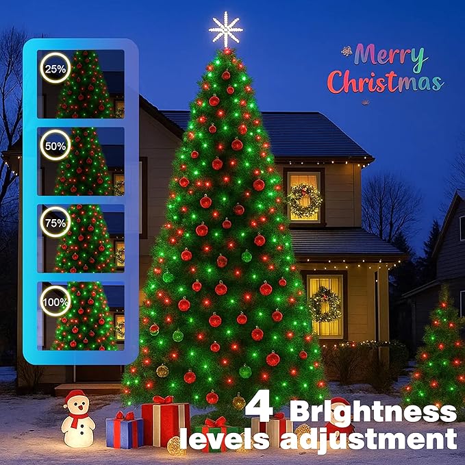 Christmas Lights 500LED 164FT, Waterproof Christmas Tree Lights with 8 Modes, Remote Control 3 Timers & Memory Function Xmas Decorations for House and Holiday (Red and Green)