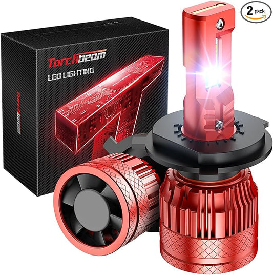 Torchbeam 9004/HB1 LED Bulbs, 1000% Brighter Super Bright 9004 Powersports Bulbs, 6500K Cool White, IP68, 60,000Hrs Lifespan, CanBus Ready, Plug-N-Play, Pack of 2