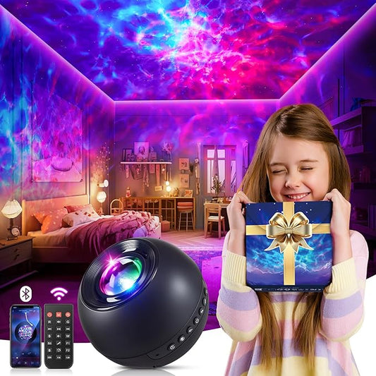 OneFire Galaxy Light Projector with Gift Box/360 Lighting Modes/15 White Noise/Bluetooth Speaker Star Projector for Bedroom for Teen Girls, Kids Room Ambient Lighting