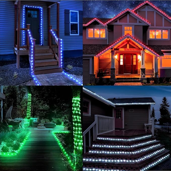 132ft LED Rope Lights Outdoor String Lights Plug in, 400 LED Warm White & Color Changing Waterproof Christmas Lights Outdoor, Rope Lights with Remote for Balcony(Not Connectable)