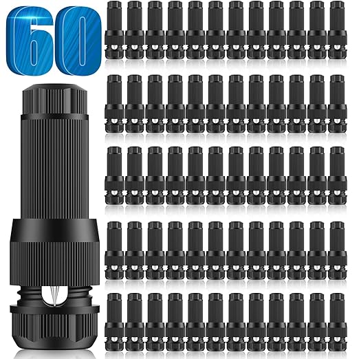 Low Voltage Wire Connectors - Outdoor LED Landscape Lighting Connector 12-18 Gauge Waterproof Landscape Lights Connector for Outside Path Light Deck Light Yard Light Backyard Lighting (60 Pack)