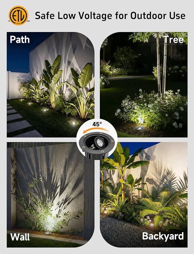 Gardenreet Low Voltage Outdoor Well Light - Brass LED All Weather 12V In Ground Lighting, Wired Low Voltage Fixture, Antique Bronze for Lawn Pathway Backyard with 4000K Neutral White MR16 Bulb
