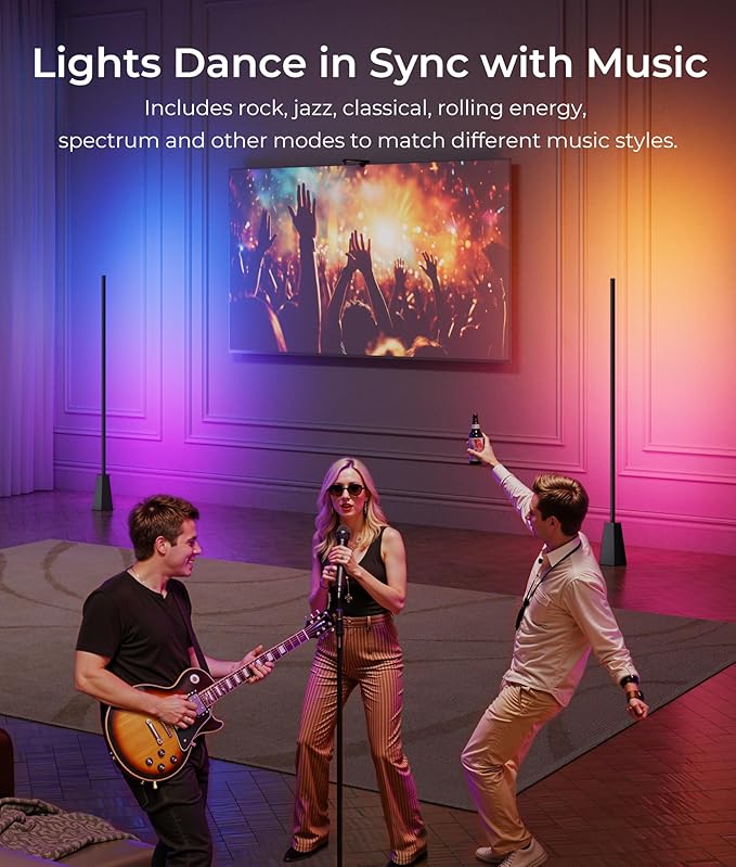 RGBCW Corner Floor Lamp, Smart Floor Lamp pro, Upgraded 1500lm, 16 Million Colors, Music Sync,2700-6500K, LED Corner Lamp with Alexa & Google Compatible, Led Floor Lamps for Living Room Bedroom Gaming