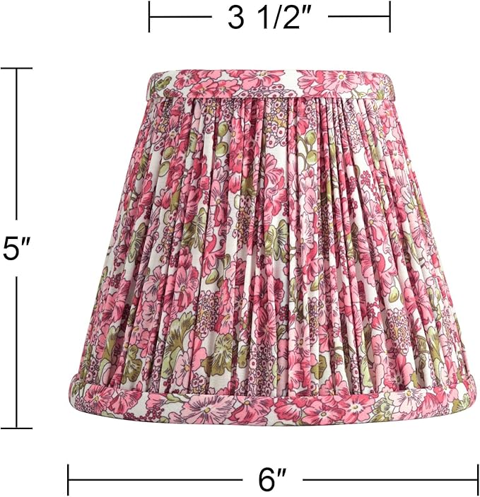 Springcrest Nelle Pink Floral Cottage Core Pleated Shade 3.5x6x5 (Clip-On) - Springcrest