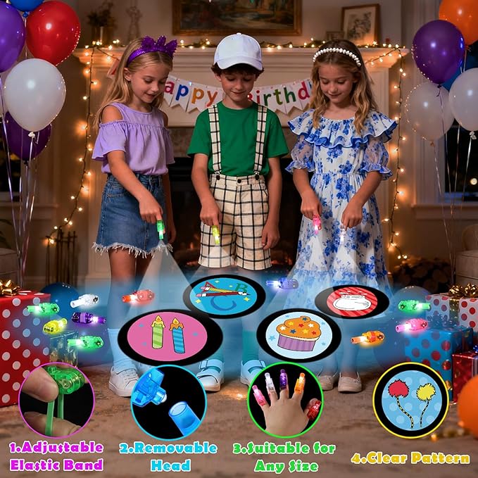 36 Pack Storybook Party Favors LED Finger Lights, Glow in The Dark Classroom Treasure Box Prizes, Kids Birthday Goodie Bag Stuffers School Rewards