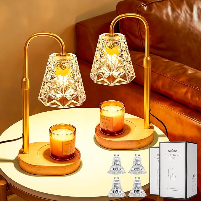 Candle Warmer Lamp with Timer, Birthday Gifts for Women Mom, House Warming Gifts New Home, Wax Melt Warmer for Scented Jar Set of 2