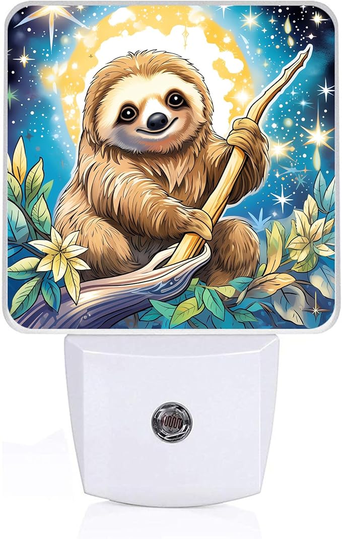 Cute Sloth Night Light,Plug-in Night Lights with Dusk-to-Dawn Sensor for Bedroom,Bathroom and Living Room Sleep Friendly lamp 0.5w