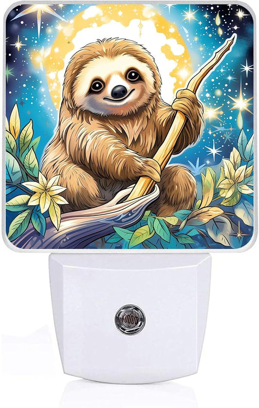 Cute Sloth Night Light,Plug-in Night Lights with Dusk-to-Dawn Sensor for Bedroom,Bathroom and Living Room Sleep Friendly lamp 0.5w