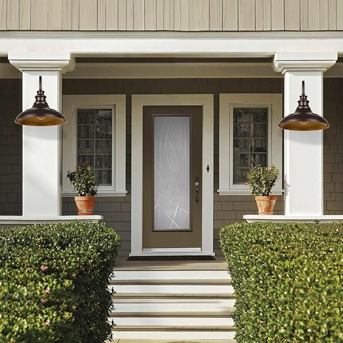 Exterior Farmhouse Gooseneck Barn Light, 3PCS Dusk to Dawn Outdoor Lighting, 16 Inch Vintage Outside Garage Lights Fixtures for Patio Frontdoor Entryway Doorway