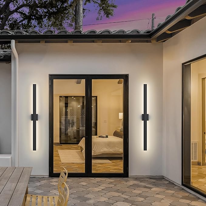 LamQee 47.2 In Aluminum Long Outdoor Wall Light, 3000K 3100LM Integrated LED Waterproof IP65, Linear Modern Exterior Lighting Fixtures Wall Mount Outside Sconce for House Porch Patio Garage Front Door