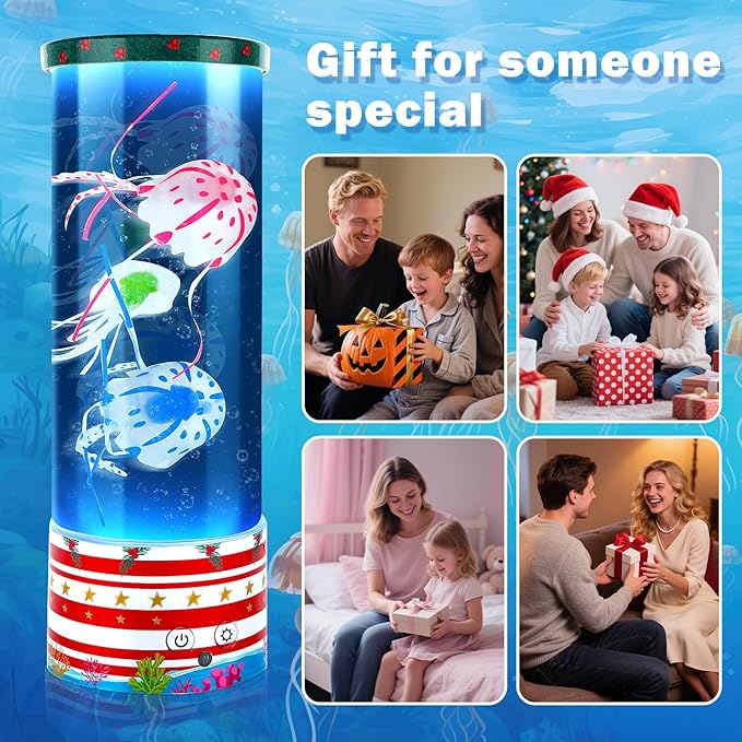 Mothers Day Gifts Jellyfish Lamp, Jelly Fish Tank Mood Light for Home Deco，Relaxation and Sleep with 17 Colors Changing, Birthday Gifts for Women, Kids and Men (Red)