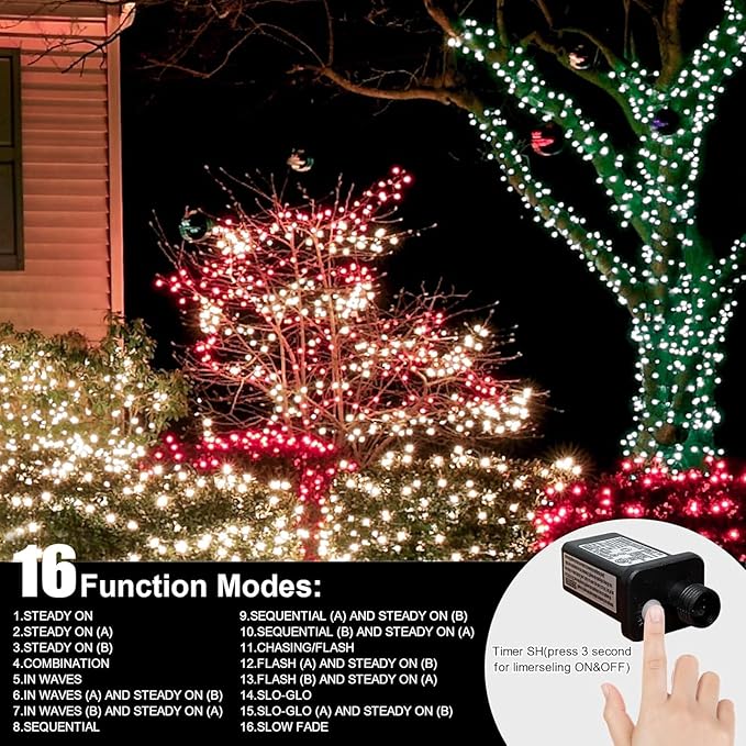 LAMPHOME 66ft St Patrick's Day Decorations String Lights,200 LED Green Wire Fairy Starry String Lights Plug in, 11Lighting Modes, for Indoor Outdoor Xmas Tree Wedding Party Decoration (Green)