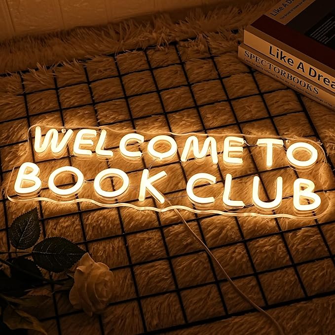 Welcome to Book Club Neon Sign for Wall Decor LED Letter Neon light Book Club Neon Sign for Library Bedroom Classroom Bookstore Decor Room LED Sign Reading Lover Gift