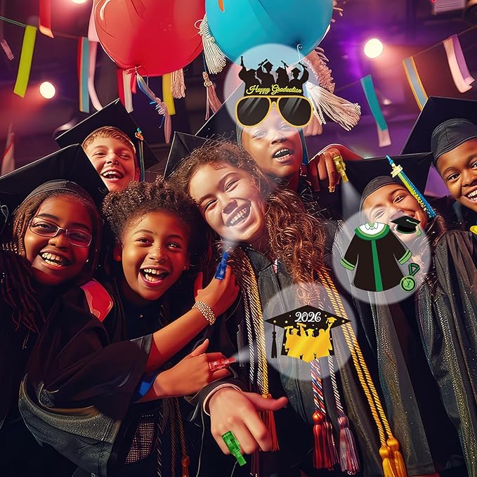 Tuanse 36 Pcs Happy Graduation Grad Congrats Finger Lights Gifts Bulk Super Cute Themed Birthday Party Favors Finger Flashlights Glow in the Dark School Rewards Gifts Boys Girls