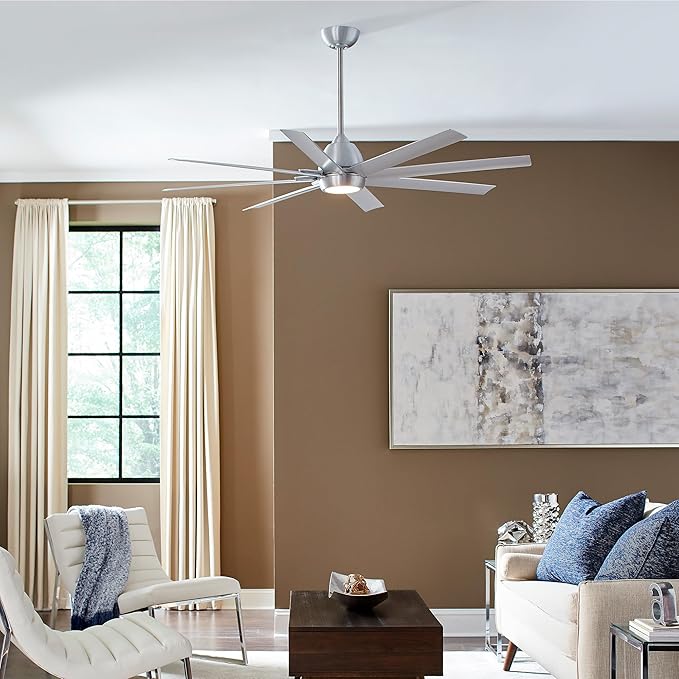 WAC Lighting Mocha XL 8-Blade Aluminum Smart Ceiling Fan in Brushed Nickel