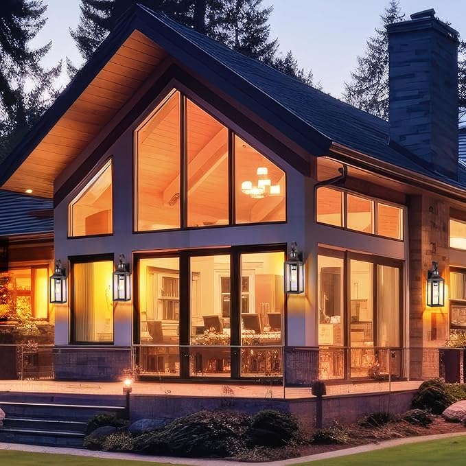 Motion Sensor Outdoor Wall Lights 2 Pack - Oil Rubbed Bronze Dusk to Dawn Light Fixtures, 16" Exterior Wall Sconces, Large Brown Outside Lamps for House, Modern Wall Lanterns