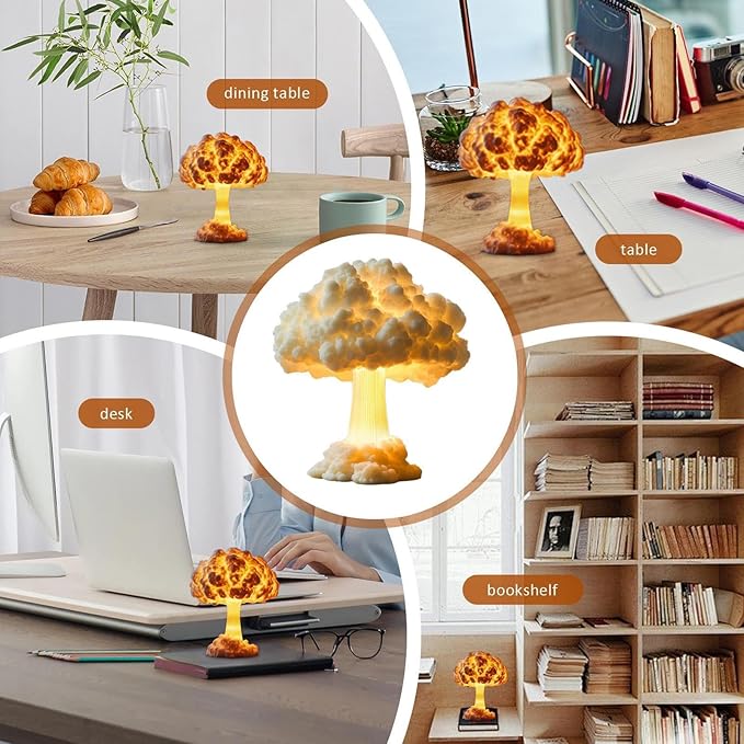 Table Lamp - 3D Printed Mushroom Nightlight, Aesthetic Ambient Lighting Decor with Sturdy Sculpted Shade Structure and Soft Glow Illumination Effect, Ideal for Bedroom Dorm Apartment Living Area and B