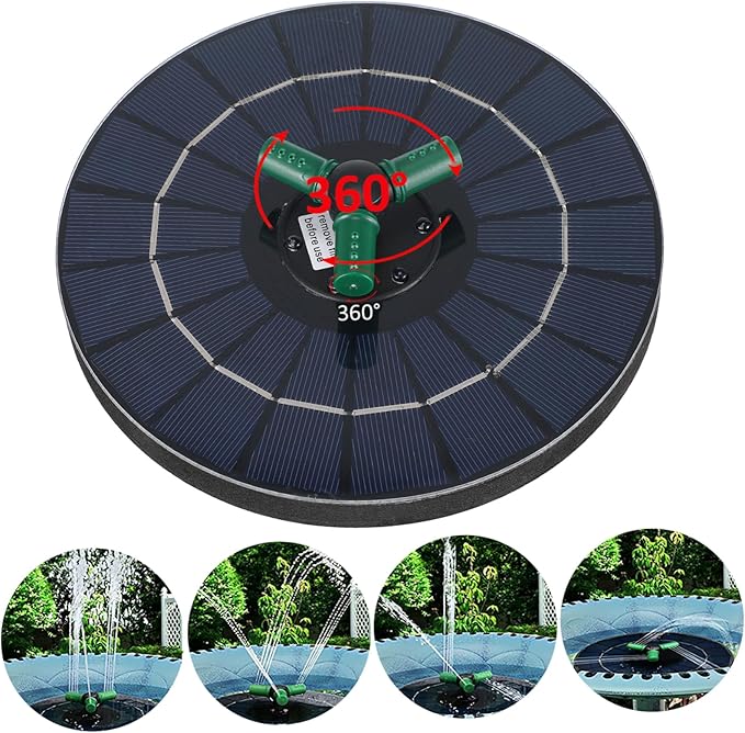 Solar Powered Fountain Pump for Bird Bath Floating Solar Fountain LED Color Changing Lights for Outdoor Garden Pool Easy Installation Water Feature