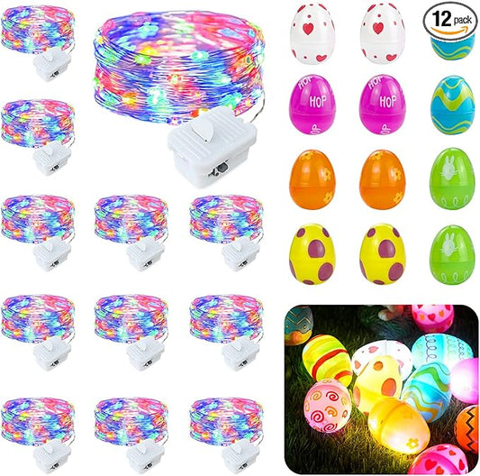 12 Pack 7Ft Fairy Lights with Easter Egg, Battery Operated 20 LED Easter String Lights 3 Mode for Outdoor Bedroom Home Spring Themed Tree Decor