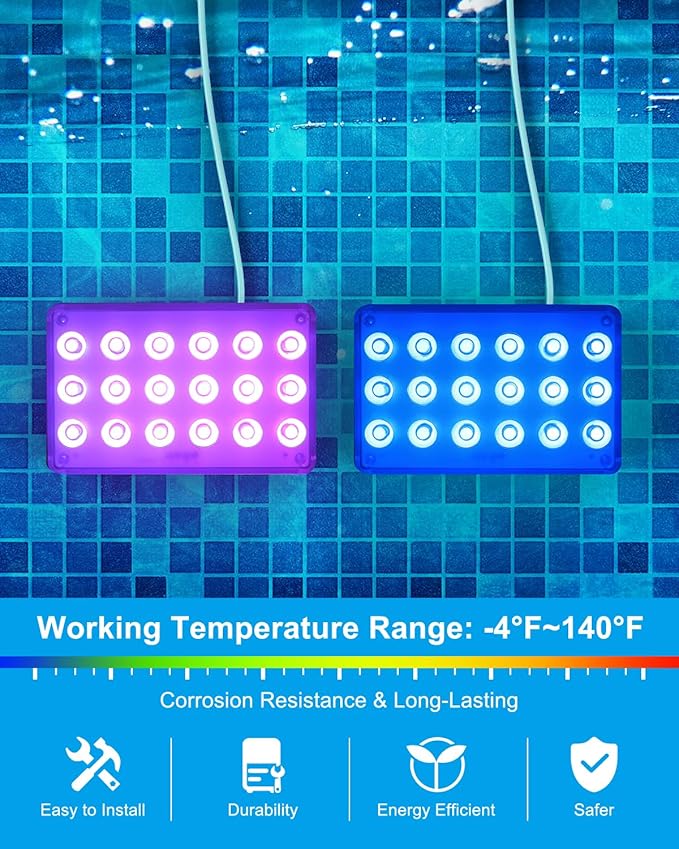Solar Powered Underwater LED Submersible Pool Lights with Remote Control, IP68 Waterproof RGB 16-Color Changing Lights for Inground/Above Ground Swimming Pools, Outdoor Pond Decor & Party (2Pack)