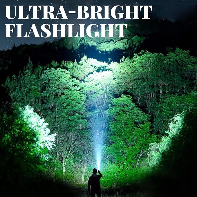 3-in-1 Flashlight: Front Beam, Standing Camp Lantern & Emergency Strobe – Simple Design, Easy for Seniors. Ideal for Camping, Home & Car Safety. USB-C Rechargeable & Lightweight.