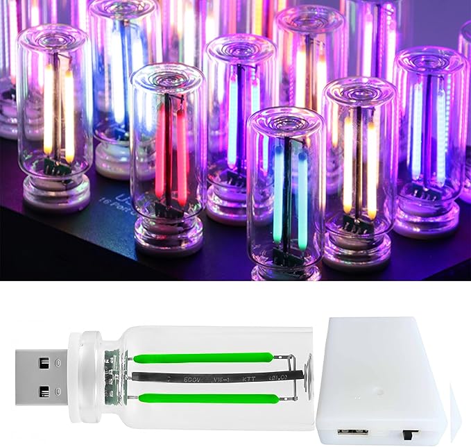 Touch Control Portable Retro Car Bulb, Battery & USB Plug in Interior Mood Lamp, No Pole Dimmable Indoor Decorative Mini Neon Night Lights for Bedroom, Camping, Holiday, Vehicle, SUV (Green, 1Pack)