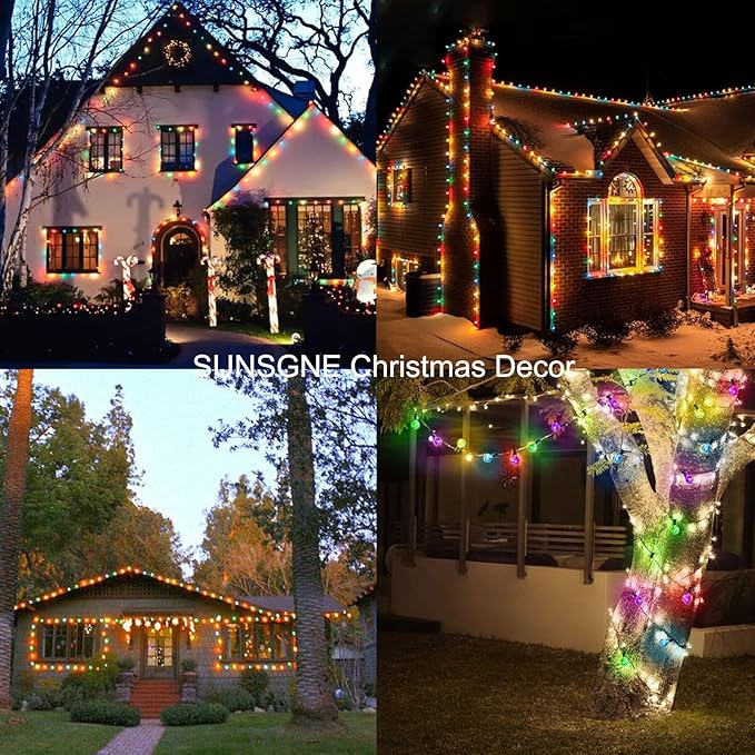 SUNSGNE G40 LED Christmas Replacement Globe Light Bulbs, Shatterproof Round Christmas Light Bulbs for Outdoor Indoor Decor - Clear Multicolor - 25 Pack, E12 Base