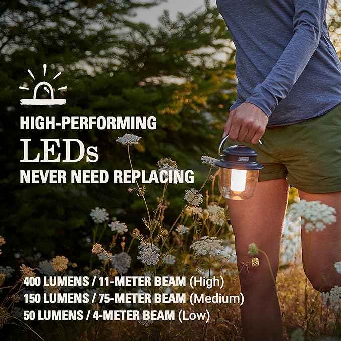 Coleman Classic Rechargeable 800L LED Lantern, Impact & Water-Resistant Lantern with Carabiner Handle & Charging Ports, Great for Camping, Power Outage, Emergencies, & More