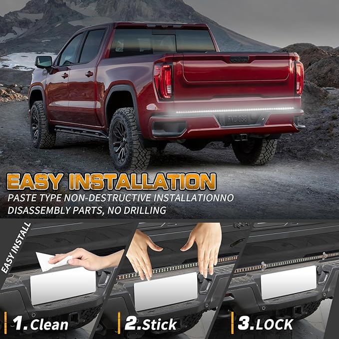 XRIDONSEN 60 inch Truck Tailgate White Strobe Lights Strip 360 LED Tail Emergency Light Bar Flashing Warning Hazard Safety Rear Lights for Tow Plow Trucks Construction Vehicles Pickup Trailer