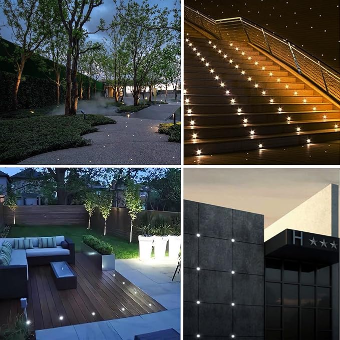 LED Mini In-Ground Starlight, 1W 12V DC Low Voltage Recessed Well Light, IP67 Waterproof, Buried Underground Marker Outdoor Landscape Lighting,Warm White 3000K (12V DC, 10 Pack)