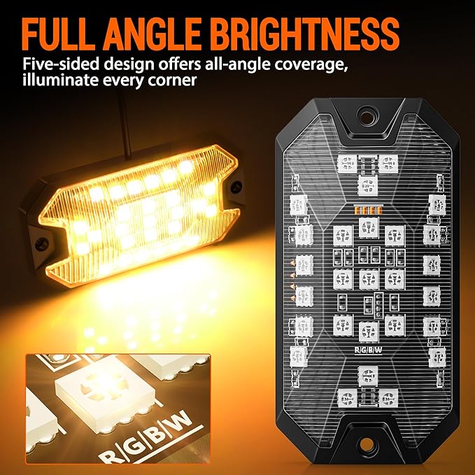 RGB Rock Lights, 16 pods Underglow Neon Lights Kits Remote Control & Music Mode Waterproof Wireless Multicolor Lamps for Off Road Truck SUV ATV UTV Boat