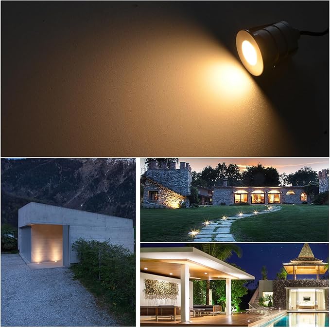 Low Voltage LED Inground Well Light 4-Packs, 3W 3000K Warm White IP67 Waterproof Aluminum Buried Underground Lights for Outdoor Landscape Lighting, Deck, Yard, Pool, 12V-24V DC, AC12V (4-Pack)