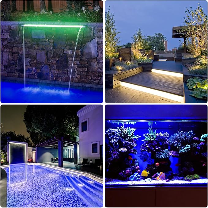 Longrun LED Strip Color Changing Garden Show Lights for Pond Spillway Waterfall, Waterproof Lighting Bar for Pool Fountain Landscape Lighting, Aquarium, Water Features and Home Decoration-34.85"