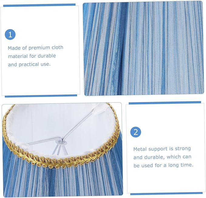 VOSAREA Small Pleated Lamp Shades Set of 2 - Vintage Blue Fabric Lampshades for Table or Wall Lamps - Clip On Design for Easy Installation for Home Decor