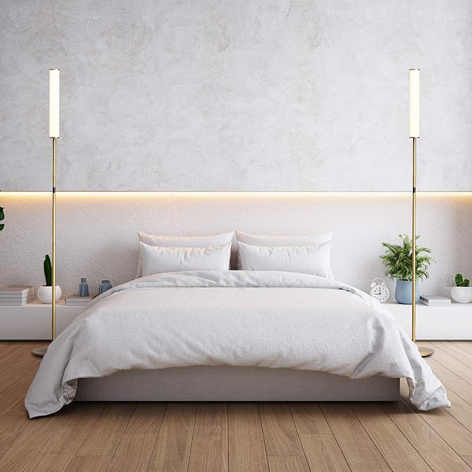 O’Bright LED Cylinder Floor Lamp with Remote Control, Full Range Dimming, Adjustable Color Temperature 3000K-6000K, Minimalist Standing Lamps for Living Room, Bedrooms and Office, Antique Brass