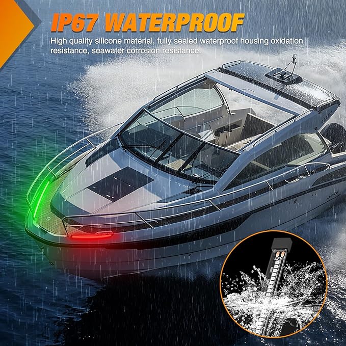 Nilight Boat Light Strip 2PCS 13Inch 66 LED Red Green Navigation Marine Bow Light 12V IP68 Waterproof for Universal Pontoon Bass Boat Jon Jetski Kayaki